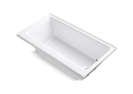 Kohler® 878-S-0 High bridge® Bathtub With Enameled Apron and Integral Flange, Soaking Hydrotherapy, Rectangular Shape, 60 in L x 32 in W, Right Drain, Enamel Coated/White