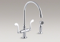 Kohler 8763-CP Kitchen Sink Faucet, Wristblade Handles and Sidespray