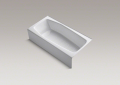 Kohler® 716-0 Villager™ Bathtub, Soaking Hydrotherapy, Rectangular Shape, 60 in L x 30-1/4 in W, Right Drain, White