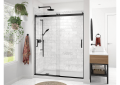 MAAX® 136694-900-340-000 Revelation Alcove Shower Door, Frameless Frame, Clear Glass, Matte Black, 3/8 in THK Glass, 70-1/2 in H Opening, 21-7/8 to 25-7/8 in W Opening