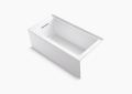 Kohler® 20201-LA-0 Underscore® Bathtub With Integral Apron and Integral Flange, Soaking Hydrotherapy, Rectangular Shape, 60 in L x 30 in W, Left Drain, White