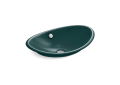 Kohler® 5403-PAT-17 Bathroom Sink, Enameled Cast Iron, Teal Exterior with Teal Interior