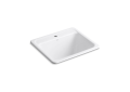 Kohler® 19017-1-0 Glen Falls™ Utility Sink, White, Rectangular Shape, 21-1/2 in L x 15-1/2 in W Bowl x 13 in D Bowl, 1 Faucet Holes, 25 in L x 22 in W x 13-5/8 in H, Top Mounting, Enameled Cast Iron