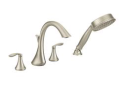 Moen® T944BN T944 Eva® Widespread Tub Faucet, 10 in Center, Brushed Nickel, 2 Handles, Function: Traditional, Yes, Domestic