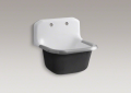 Kohler® 6716-0 Bannon™ Service Sink, Rectangular Shape, 24 in W x 20-1/4 in H, Wall Mount, Cast Iron, White
