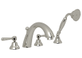 ROHL A2764LMPN Verona 4-Hole Deck Mount C-Spout Tub Filler with Handshower - Polished Nickel