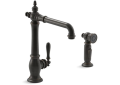 Kohler® 99265-2BZ Artifacts® Kitchen Sink Faucet, 1.5 gpm Flow Rate, High-Arc Swivel Spout, Oil Rubbed Bronze, 1 Handles