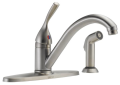 DELTA® 400-SS-DST Classic Kitchen Faucet, 1.8 gpm Flow Rate, 8 in Center, Swivel Spout, Stainless Steel, 1 Handles, Domestic