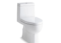 Kohler® 3983-S-0 1-Piece Toilet, Reach™, Compact Elongated Bowl, 15-1/2 in H Rim, 12 in Rough-In, 0.8/1.28 gpf, White