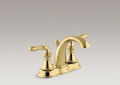 Kohler® 393-N4-PB Devonshire® Centerset Bathroom Sink Faucet, Vibrant® Polished Brass, 2 Handles, Pop-Up Drain, 1.2 gpm Flow Rate