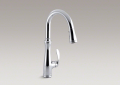 Kohler® 560-CP Bellera® Kitchen Sink Faucet, 1.8 gpm Flow Rate, Polished Chrome, 1 Handles, 1 or 3 Faucet Holes, Function: Traditional