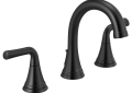 DELTA® 3533LF-BLMPU Kayra™ Widespread Bathroom Faucet, 1.2 gpm at 60 psi Flow Rate, 4-7/16 in H Spout, 6 to 16 in Center, Matte Black, 2 Handles, Metal Push Pop-Up Drain, Import