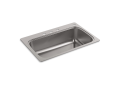 Kohler® 20060-4-NA Verse™ Kitchen Sink, Rectangular Shape, 29-7/16 in L x 15-11/16 in W Bowl x 9 in D Bowl, 4 Faucet Holes, 33 in L x 22 in W x 9-5/16 in H, Top Mounting, Stainless Steel